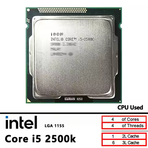 Used Intel Core i5-2500K i5 2500K i5 2500 K 3.3 GHz 6M 95W LGA 1155