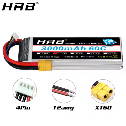 HRB lipo Battery 2S 3S 4S 6S 5S 3000mah 3300mah 7.4V 11.1V 14.8V 22.2V 18.5V 50C 60C XT60 T plug for