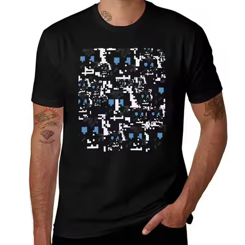 Modified anti-surveillance disable facial recognition pattern T-Shirt rapper graphic tees mens t shi