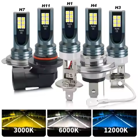 1/2X H4 H7 LED Headlight Bulb H11 H8 H9 H10 H1 H3 Car Fog Light Bulbs 9005 9006 Auto Driving Running