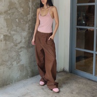 Toonaughty - Dark Choc Boyfriend Baggy Jeans กางเกงยีนสีน้ำตาล เอวต่ำ