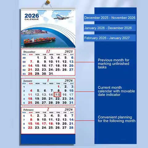 2026 Calendar 3 Months Home Planner Vertical Hangable Wall Calendar For Friends Family Living Room S