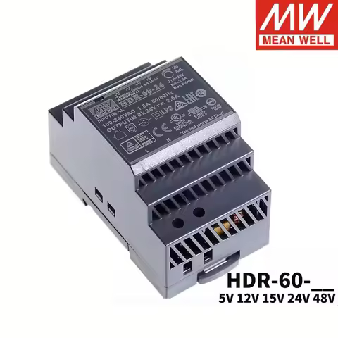 MEAN WELL HDR-60 Series 60W Switching Power Supply 5V/12V/24V DC Guide Rail 15/48 Voltages Original 
