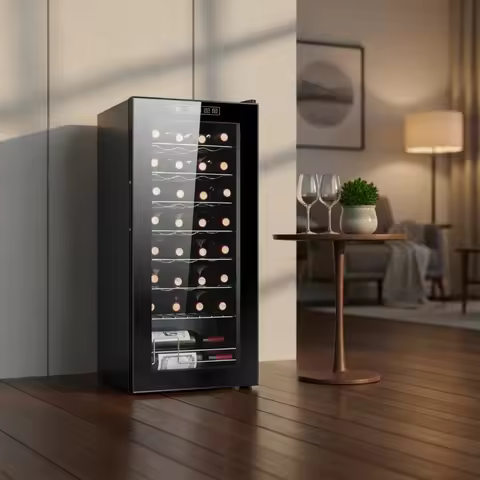 93L Fridge Glass Door Compressor 32 Bottles Wine Cooler