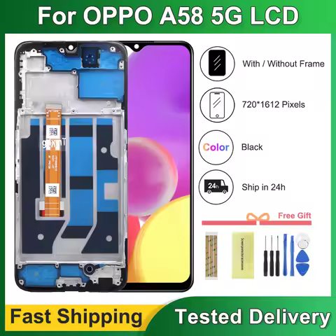 6.56" IPS For Oppo A58 5G LCD Display Touch Screen with Frame, For OPPO A78 5G CPH2483 CPH2495 Assem