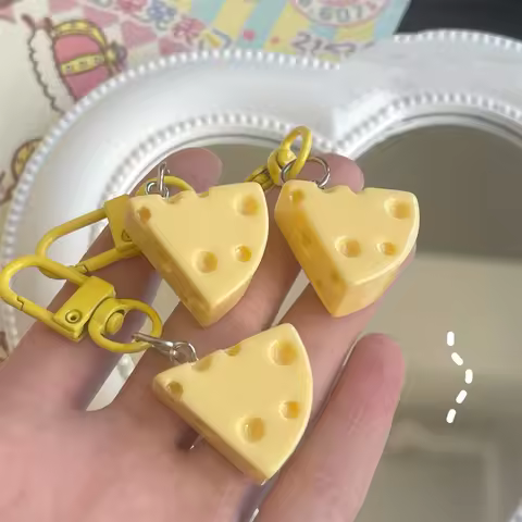Creative Cute Cheese Keychain Cream Yellow Cheese Block Jewelry Bag Pendant Student Girl Sweet Key B