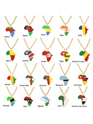 1pc Hip Hop Africa Map Pendant Necklace Stainless Steel Algeria Morocco Egypt Tunisia Libay Jewelry