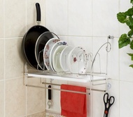 不鏽鋼 可調式 盤架　可收納 湯鍋　可掛於 掛桿　碗盤架　廚房架