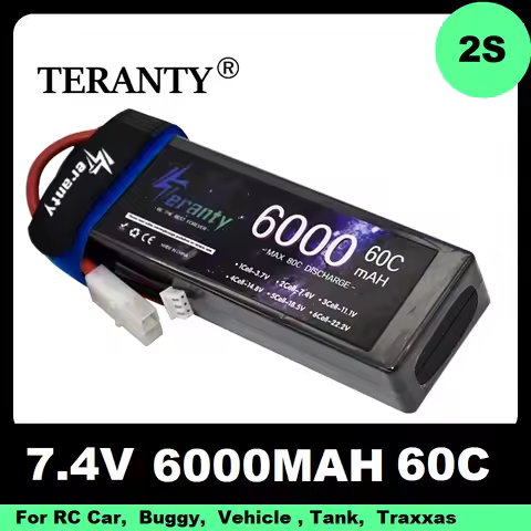 TERANTY 7.4V 6000MAH 2S RC Car 60C Lipo Battery For Rc Vehicle Losi Tank Traxxas Slash Truggy Hard C