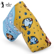 Golf Putter Cover Blade Mallet Putter Headcover Lucky Fish Blade Putter Covers Leather Golf Headcove