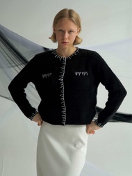 PARMA AFTERNOON - Ollie Handstitch Knitted Cardigan - เสื้อคาดิแกนดีเทลปักด้ายขาว