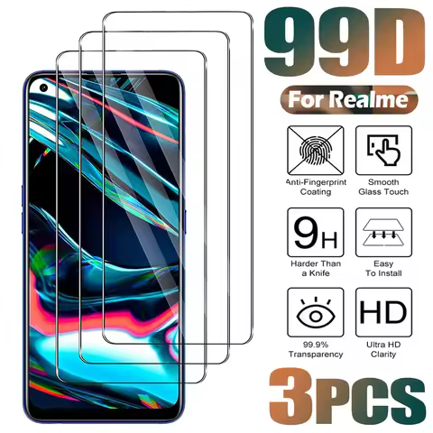 3PCS Full Cover Tempered Glass for Realme 6 6s 7 8 9 5G 10 Pro 4G Screen Protector Film on Realme 10
