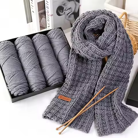 Knitting 2pc Yarn Pure Colour Soft Milk Cotton Yarn Woolen Yarn 8 ply Thread for Knitting Scarf Wool