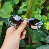 แว่นตาวินเทจ แว่นตากันแดด เก่าเก็บยุค 90s รุ่น Green Day Sun กรอบสีเขียว ทรงรีมน เลนส์กันแดดสีดำ วิน