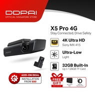 DDPAI X5 Pro Dash Cam 4K UHD Dual Cam Recorder WiFi DVR 4G Connection Dashcam