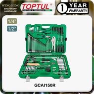 Toptul 150pcs 1/2" & 1/4" Tool Kit Set or 216 pcs 1/4″, 3/8″ & 1/2″ DR. Flank Socket Wrench Set - GC