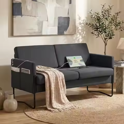 Reception Office Sofa, Modern Loveseat Couch for Waiting Room, Lobby Sofa Chair for Home Office, 2 S