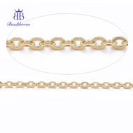 1roll Ion Plating(IP) 304 Stainless Steel Cable Chains Soldered with Spool Flat Oval Golden 1.5x1.2x