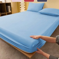 1pc Solid Color Sky Blue Fitted Sheet, Mattress Protector, Mattress Cover For Bed, Soft And Breathab