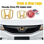 (2 PCS) Honda Civic FD 2006 - 2011 Gold Type-R Front & Rear Logo(Badge/Emblem)