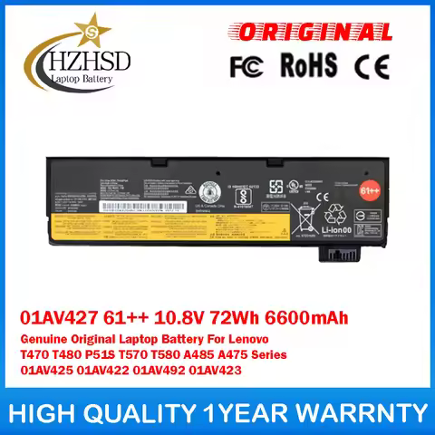 01AV427 61++ 10.8V 72Wh 6600mAh Genuine Original Laptop Battery For Lenovo T470 T480 P51S T570 A485 