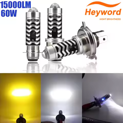 Heyword 60W 15000LM Motorcycle LED Headlight Bulb T19 P15D H6 White/Golden Yellow P15D BA20D LED Sup