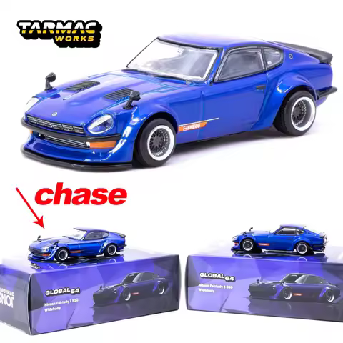Tarmac Works 1:64 TW Nissan Fairlady Z S30 Widebody Blue Alloy Car Model Chase