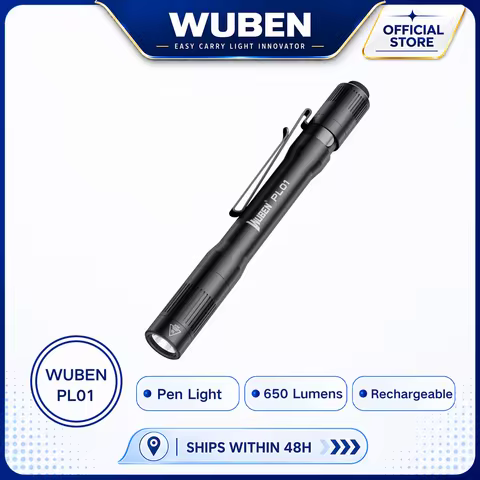 WUBEN PL01 Pen Light, 650 Lumens Pocket EDC Flashlight Rechargeable, IP68 waterproof, Compatible 2 A