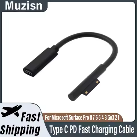 Type C PD Fast Charging Cable to Laptop 4 3 2 1 15V 3A Surface Connect, Compatible for Microsoft Sur