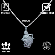 Kalung Liontin Wayang Semar mesem Titanium Anti karat - Kalung Pria wanita - Kalung kekinian