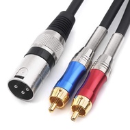 DISINO Dual RCA ke XLR Male Y Splitter Patch Cable, Unbalanced 2 RCA/Phono Plug to 1 XLR Splitter Du