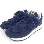 【5積分】成色極佳☆MIUMIU New Balance 574 Logo流蘇帆布鞋 海軍藍 39碼 附鞋盒和防塵袋 義大利製造 女款