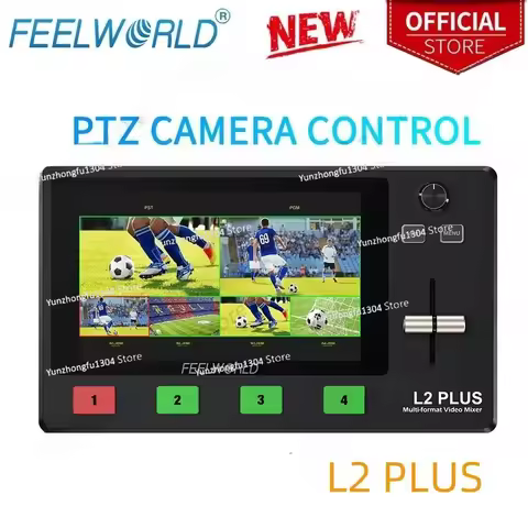 FEELWORLD L2 PLUS 5.5" LCD Multi-camera Video Mixer Switcher Built-in Chroma Key and LOGO Overlay PT