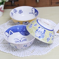 Cute Creative Cat Japanese Hand-Drawn Cat Cat Ceramic Bowl Creative Rice Bowl Children's Bowl Tablew