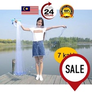 (Ready Stock MALAYSIA) Large Fish Net 7 Feet Length X 14 Feet Diameter Nylon Fish Net Hand Casting 7