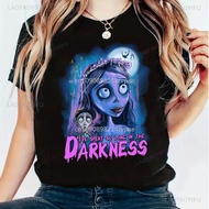 Hot Corpse Bride Rye Camiseta Emily Roses and Altar T-shirt, t-shirt kapas kasual, leher bulat, ceta