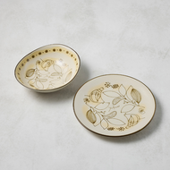 日本澤藍美濃燒 - 芬蘭花紋碗盤組(2件式) - 兩款任選