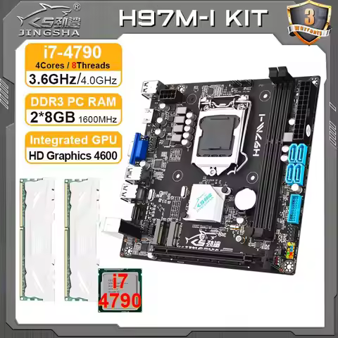 Mini itx H97 motherboard LGA 1150 Kit set core i7 4790 CPU 16GB DDR3 RAM placa mae LGA1150 itx VGA m