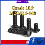 ISO7380 round head bolt, semi-round cup screw 10.9 grade black nickel pan head hexagon screw M2/M2.5