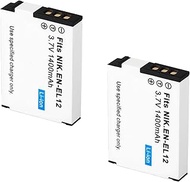 EN-EL12 Replacement Battery 3.7V 1400mAh Set for Nikon COOLPIX S9100 S9050 P310 P330 S6200 S9400 S95