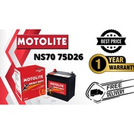 (Installation Included)CAR BATTERY/BATERI KERETA MOTOLITE NS70/L Chery CrossEastar ,Honda Prelude,Pr