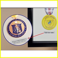 ➫ ◵ ➳ Medal Frame 14 5/8'' x 8'' 3slots Medal + 4''x6'' Picture ( Black Mat/White/Black Mat) WALL M