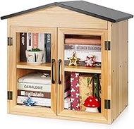 Exttlliy Outdoor Library Outdoor Book Box Storage Small Wooden Cabinet Little Literature Box for Nei