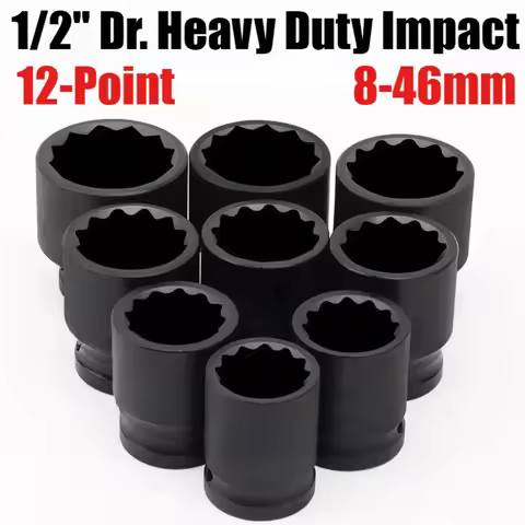 8-46mm 1/2" Dr. Heavy Duty Impact Socket Set 12-Point Metric CR-MO 1/2-Inch Drive Spindle Axle Nut I