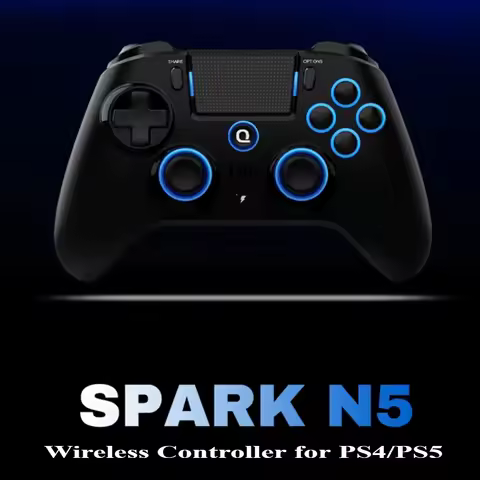 Original QRD Spark N5 Wireless Controller for PS5 PS4 PS3 IOS Android PC Hall 8-color LED lights Vib