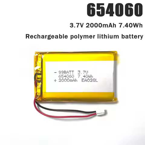 654060 Lithium Polymer Battery 2000mAh 3.7V Lipo for GPS Navigator MP3 MP4 E-book Power Bank Camera 