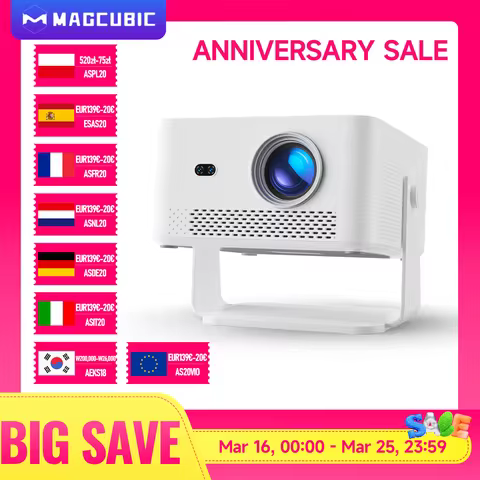 Magcubic HY450MAX 1100 ANSI Lumens Projector 1080P Wifi6 Beam 8K Native Android 14 Portable Projecto