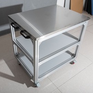 Aluminum Alloy Workbench Stainless Steel Trolley Mobile Tool Cart Anti-Static Workshop Turnover Car 