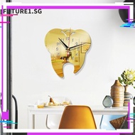 FUTURE1 Teeth Mirror Wall Clock, Creative Modern Hanging Clock, Acrylic Personality Home Decor Wall Stickers Mirror Clock