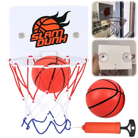Suction Cup Basketball Hoop with 2 Balls Indoor Basketball Hoop Practice Basketball Hoop for Home Li